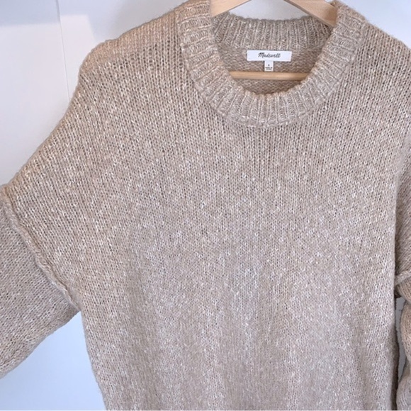 Madewell Baxter Beige Alpaca Blend Knit  Long Line Sweater Tunic sz S - Picture 5 of 11